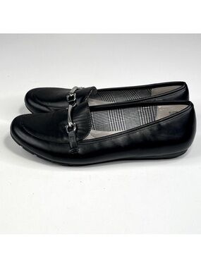 CLIFFS (By White Mountain) Glowing Loafer Black w Silver Horse Bit Ornament-8M